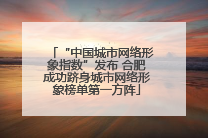 “中国城市网络形象指数”发布 合肥成功跻身城市网络形象榜单第一方阵