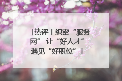 热评丨织密“服务网” 让“好人才”遇见“好职位”