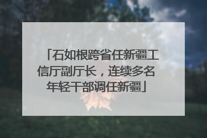 石如根跨省任新疆工信厅副厅长，连续多名年轻干部调任新疆
