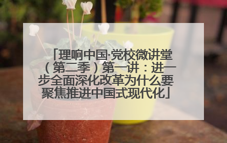 理响中国·党校微讲堂（第二季）第一讲：进一步全面深化改革为什么要聚焦推进中国式现代化