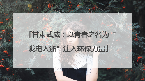 甘肃武威：以青春之名为“陇电入浙”注入环保力量