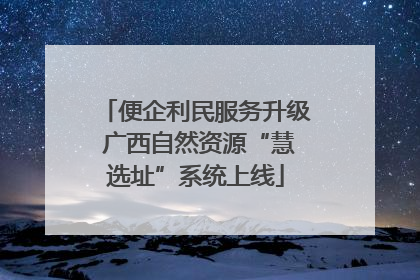便企利民服务升级 广西自然资源“慧选址”系统上线