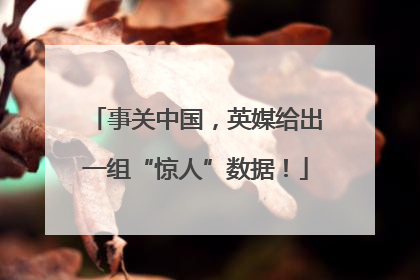 事关中国，英媒给出一组“惊人”数据！