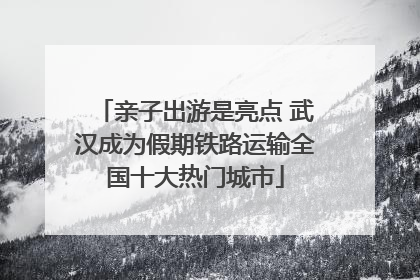 亲子出游是亮点 武汉成为假期铁路运输全国十大热门城市