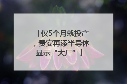 仅5个月就投产，贵安再添半导体显示“大厂”