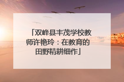 双峰县丰茂学校教师许艳玲：在教育的田野精耕细作