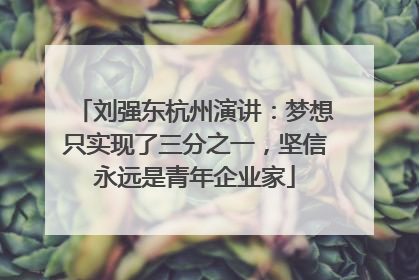 刘强东杭州演讲：梦想只实现了三分之一，坚信永远是青年企业家