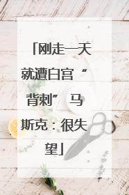 刚走一天就遭白宫“背刺” 马斯克：很失望