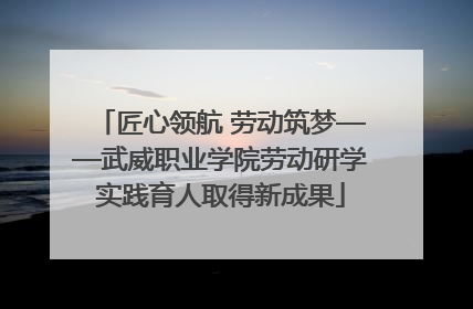 匠心领航 劳动筑梦——武威职业学院劳动研学实践育人取得新成果