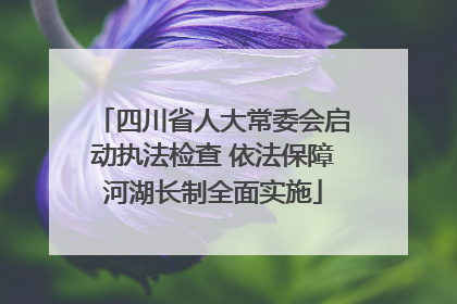 四川省人大常委会启动执法检查 依法保障河湖长制全面实施