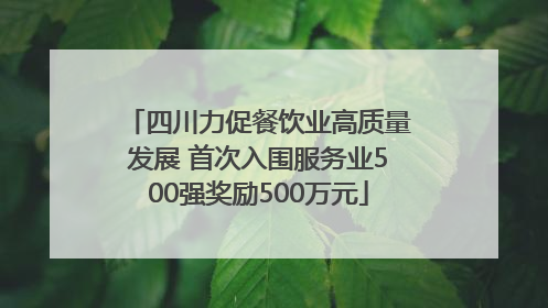 四川力促餐饮业高质量发展 首次入围服务业500强奖励500万元