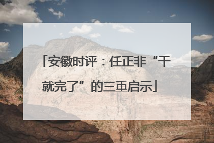安徽时评：任正非“干就完了”的三重启示