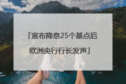 宣布降息25个基点后 欧洲央行行长发声