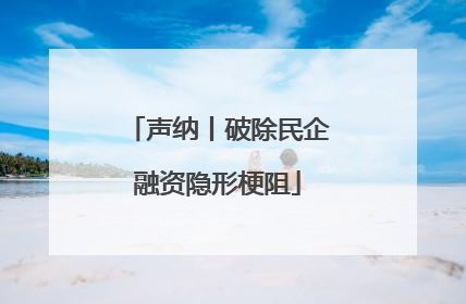 声纳丨破除民企融资隐形梗阻