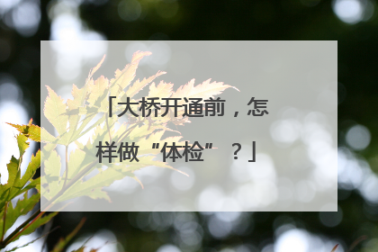 大桥开通前，怎样做“体检”？