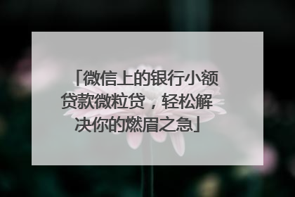 微信上的银行小额贷款微粒贷，轻松解决你的燃眉之急