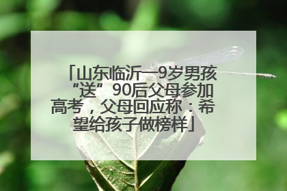 山东临沂一9岁男孩“送”90后父母参加高考，父母回应称：希望给孩子做榜样