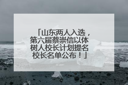 山东两人入选，第六届蔡崇信以体树人校长计划提名校长名单公布！
