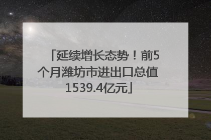 延续增长态势！前5个月潍坊市进出口总值1539.4亿元