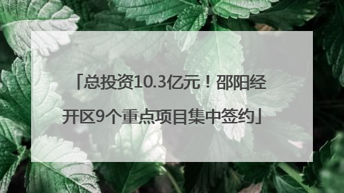 总投资10.3亿元！邵阳经开区9个重点项目集中签约