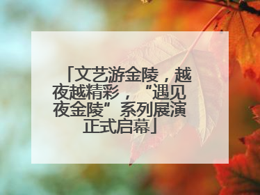 文艺游金陵，越夜越精彩，“遇见夜金陵”系列展演正式启幕