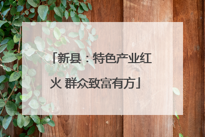 新县：特色产业红火 群众致富有方
