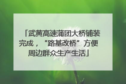 武黄高速蒲团大桥铺装完成，“路基改桥”方便周边群众生产生活