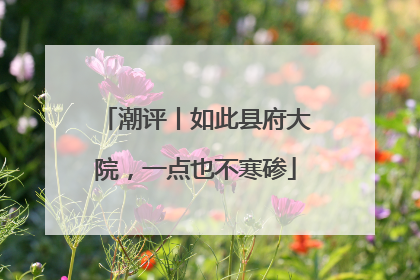 潮评丨如此县府大院，一点也不寒碜