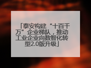 泰安构建“十百千万”企业梯队，推动工业企业向数智化转型2.0版升级