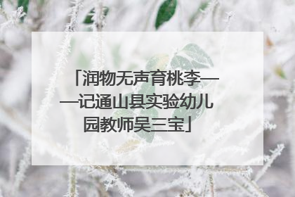 润物无声育桃李——记通山县实验幼儿园教师吴三宝
