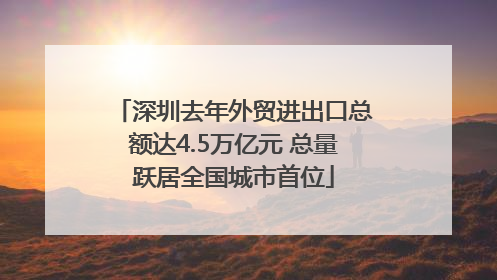 深圳去年外贸进出口总额达4.5万亿元 总量跃居全国城市首位