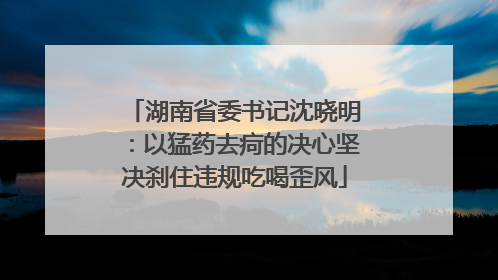 湖南省委书记沈晓明：以猛药去疴的决心坚决刹住违规吃喝歪风