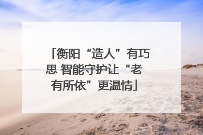 衡阳“造人”有巧思 智能守护让“老有所依”更温情