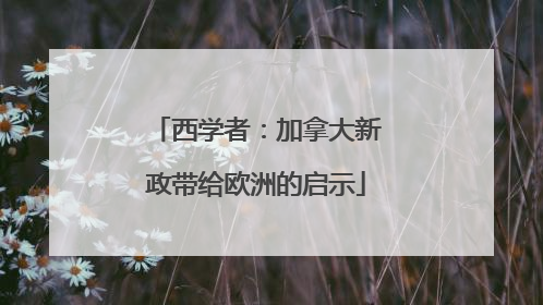 西学者：加拿大新政带给欧洲的启示