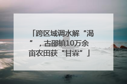 跨区域调水解“渴”，古邵镇10万余亩农田获“甘霖”