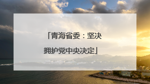 青海省委：坚决拥护党中央决定