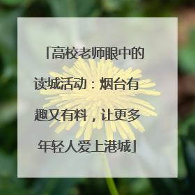 高校老师眼中的读城活动：烟台有趣又有料，让更多年轻人爱上港城