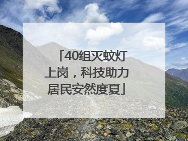 40组灭蚊灯上岗，科技助力居民安然度夏